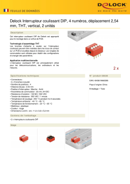 DeLOCK 66028 DIP sliding switch 4-digit 2.54 mm pitch THT vertical red 2 pieces Fiche technique