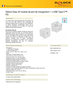 DeLOCK 81312 Easy 45 USB Charging Port Module 1 x USB Type-C™ PD Fiche technique