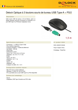 DeLOCK 12534 Optical 3-button USB Type-A + PS/2 Desktop Mouse Fiche technique