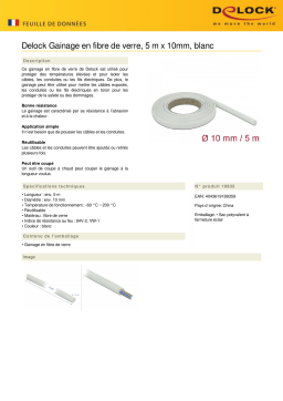 DeLOCK 18935 Fiberglass Sleeving 5 m x 10 mm white Fiche technique