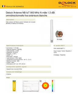 DeLOCK 89771 NB-IoT 900 MHz Antenna N plug 1.5 dBi omnidirectional fixed outdoor white Fiche technique