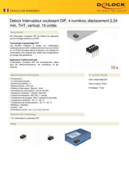 DeLOCK 66109 DIP sliding switch 4-digit 2.54 mm pitch THT vertical black 10 pieces Fiche technique