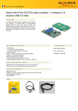 DeLOCK 95234 Mini PCIe I/O PCIe full size 1 x 19 pin USB 3.0 Pin Header male Fiche technique