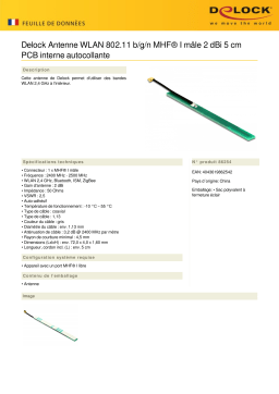 DeLOCK 86254 WLAN 802.11 b/g/n Antenna MHF® I plug 2 dBi 5 cm PCB internal self adhesive Fiche technique