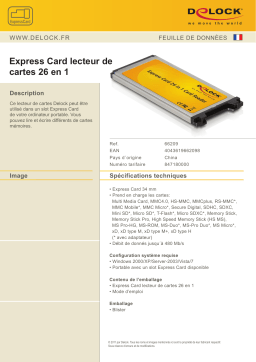 DeLOCK 66209 Express Card 26in1 CardReader Fiche technique