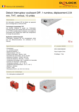 DeLOCK 66349 DIP sliding switch 1-digit 2.54 mm pitch THT vertical red 10 pieces Fiche technique