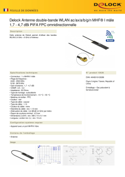 DeLOCK 12628 Dualband WLAN ac/ax/a/b/g/n Antenna MHF® I plug 1.7 - 4.7 dBi PIFA FPC omnidirectional Fiche technique