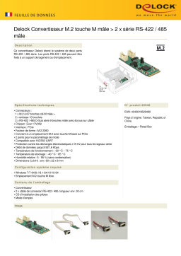 DeLOCK 62948 Converter M.2 Key M male > 2 x Serial RS-422 / 485 male Fiche technique