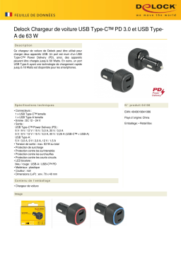 DeLOCK 64108 Car charger USB Type-C™ PD 3.0 and USB Type-A Fiche technique