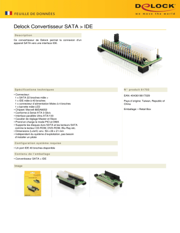 DeLOCK 61702 Converter SATA > IDE Fiche technique | Fixfr