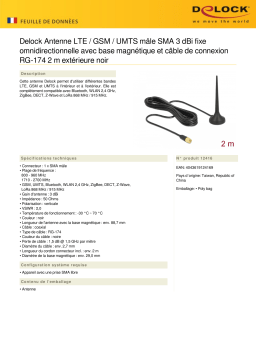 DeLOCK 12416 LTE / GSM / UMTS Antenna SMA plug 3 dBi fixed omnidirectional Fiche technique