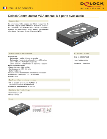 DeLOCK 87636 Switch VGA 4 port Fiche technique | Fixfr