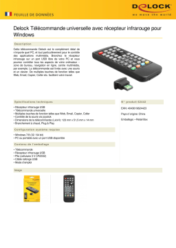 DeLOCK 62442 Universal Remote Control incl. Infrared Receiver for Windows Fiche technique