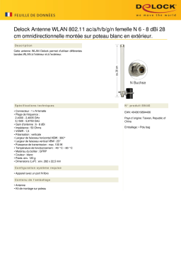 DeLOCK 89440 WLAN 802.11 ac/a/h/b/g/n Antenna N jack 6 - 8 dBi 28 cm omnidirectional fixed pole mount white outdoor Fiche technique