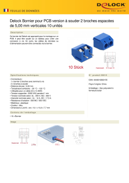 DeLOCK 66015 Terminal block for PCB soldering version 2 pin 5.00 mm pitch vertical 10 pieces Fiche technique