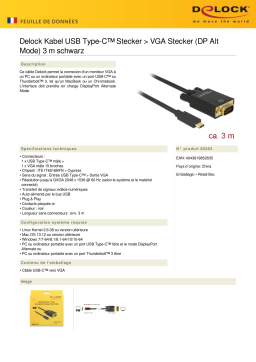 DeLOCK 85263 Kabel USB Type-C™ Stecker > VGA Stecker (DP Alt Mode) 3 m schwarz Fiche technique