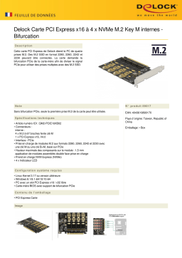 DeLOCK 89017 PCI Express x16 Card to 4 x internal NVMe M.2 Key M - Bifurcation Fiche technique