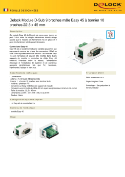 DeLOCK 81351 Easy 45 Module D-Sub 9 pin male to 10 pin Terminal Block 22.5 x 45 mm Fiche technique