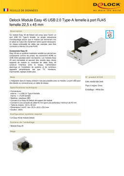 DeLOCK 81344 Easy 45 Module USB 2.0 Type-A female to RJ45 female port 22.5 x 45 mm Fiche technique