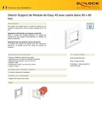 DeLOCK 81300 Easy 45 Module Holder Fiche technique | Fixfr