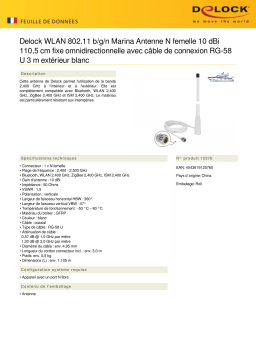 DeLOCK 12576 WLAN 802.11 b/g/n Marine Antenna N jack 10 dBi 110.5 cm fixed omnidirectional Fiche technique