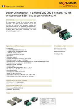 DeLOCK 64140 Converter 1 x Serial RS-232 DB9 to 1 x Serial RS-485 Fiche technique