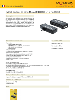 DeLOCK 91730 Micro USB OTG Card Reader + 1 x USB port Fiche technique