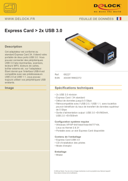 DeLOCK 66227 Express Card > 2x USB 3.0 Fiche technique