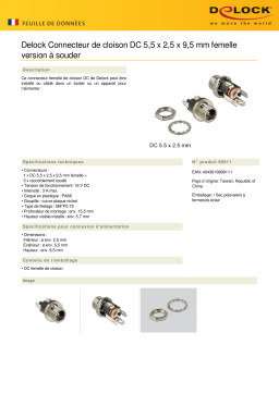 DeLOCK 89911 Connector DC 5.5 x 2.5 x 9.5 mm female bulkhead soldering version Fiche technique