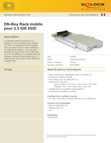 DeLOCK 47030 DN-Boy Mobile Rack for 2.5 IDE HDD Fiche technique | Fixfr