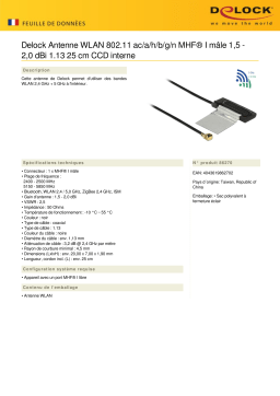 DeLOCK 86270 WLAN 802.11 ac/a/h/b/g/n Antenna MHF® I plug 1.5 - 2.0 dBi 1.13 25 cm CCD internal Fiche technique