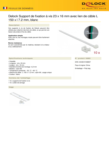 DeLOCK 18885 Screw Fixing Mount 23 x 16 mm Fiche technique | Fixfr