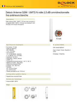 DeLOCK 88453 GSM / UMTS Antenna N plug 2.5 dBi omnidirectional fixed outdoor white Fiche technique