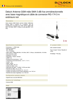 DeLOCK 12422 GSM Antenna SMA plug 5 dBi fixed omnidirectional Fiche technique