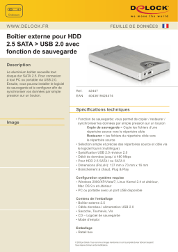 DeLOCK 42447 2.5 External enclosure SATA HDD to USB 2.0 Fiche technique