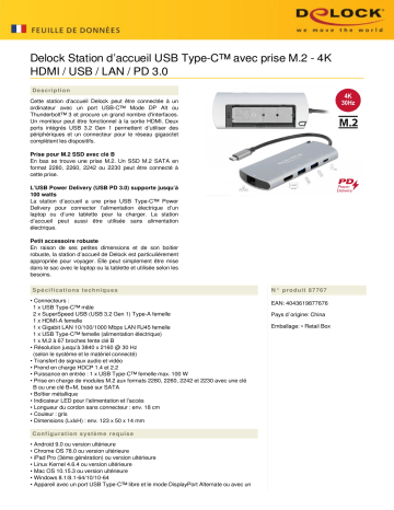 DeLOCK 87767 USB Type-C™ Docking Station Fiche technique | Fixfr