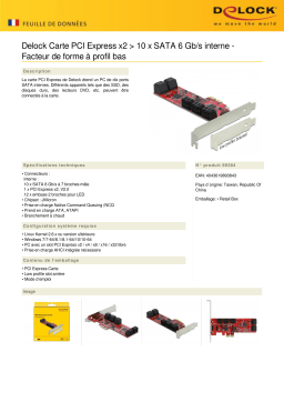 DeLOCK 89384 PCI Express x2 Card > 10 x internal SATA 6 Gb/s - Low Profile Form Factor Fiche technique