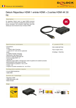 DeLOCK 87700 HDMI Splitter 1 x HDMI in > 2 x HDMI out 4K 30 Hz Fiche technique