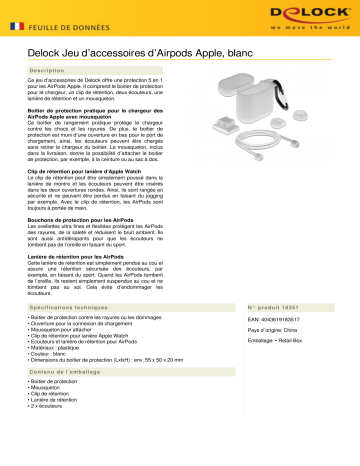 DeLOCK 18351 Apple AirPods Accessory Set white Fiche technique | Fixfr