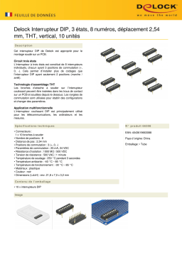 DeLOCK 66308 DIP switch Tri-State 8-digit 2.54 mm pitch THT vertical black 10 pieces Fiche technique