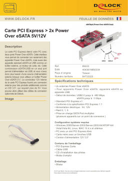 DeLOCK 89233 PCI Express Card > 2x Power Over eSATA 5V/12V Fiche technique
