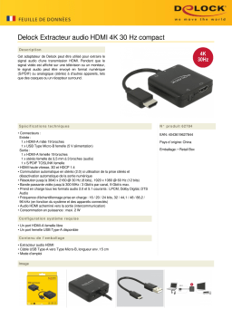 DeLOCK 62784 HDMI Audio Extractor 4K 30 Hz compact Fiche technique