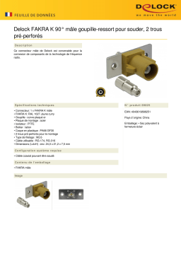 DeLOCK 89825 FAKRA K plug spring pin for soldering 2 prepunched holes Fiche technique