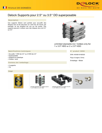 DeLOCK 18202 Holder for 2.5″ or 3.5″ HDDs stackable Fiche technique | Fixfr