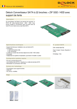 DeLOCK 62478 Converter SATA 22 pin > ZIF SSD / HDD Fiche technique