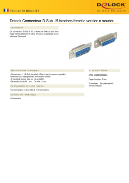 DeLOCK 65880 Connector D-Sub 15 pin female soldering version Fiche technique