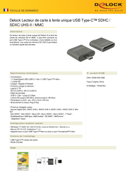 DeLOCK 91498 USB Type-C™ SDHC / SDXC UHS-II / MMC Single Slot Card Reader Fiche technique