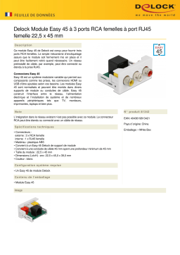 DeLOCK 81342 Easy 45 Module 3 x RCA female to RJ45 female port 22.5 x 45 mm Fiche technique