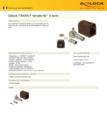 DeLOCK 89718 FAKRA F jack 90° for crimping Fiche technique | Fixfr