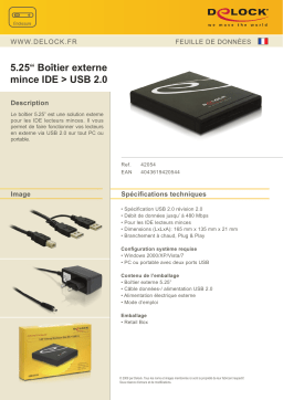 DeLOCK 42054 5.25“ External Enclosure Slim IDE > USB 2.0 Fiche technique